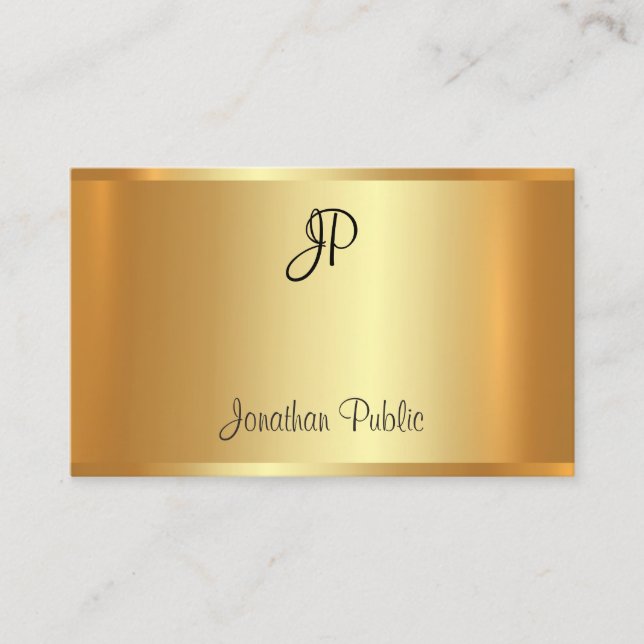 Tarjeta De Visita Monograma profesional escrito a mano oro glamoroso (Anverso)