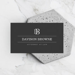 Tarjeta De Visita Monograma profesional Gris oscuro