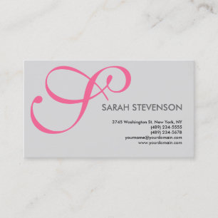 Tarjeta De Visita Monograma profesional Gris Pink