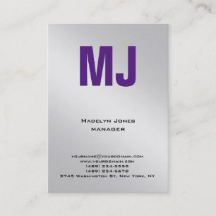 Tarjeta De Visita Monograma profesional gris plateado único y trendy