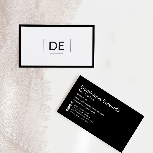 Tarjeta De Visita Monograma profesional Medios sociales sencillos en (Subido por el creador)