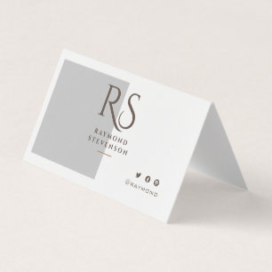Tarjeta De Visita Monograma profesional Metálico Silver Moda Gold