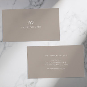 Tarjeta De Visita Monograma profesional Minimalista Taupe elegante