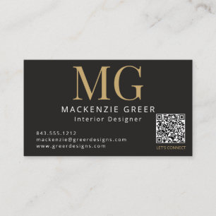 Tarjeta De Visita Monograma profesional moderno de código QR de plan