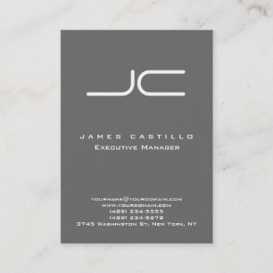 Tarjeta De Visita Monograma profesional moderno de gris oscuro