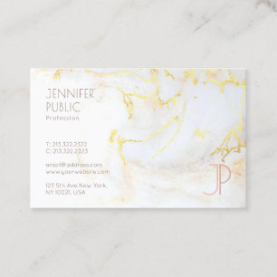 Tarjeta De Visita Monograma profesional moderno de mármol dorado ele