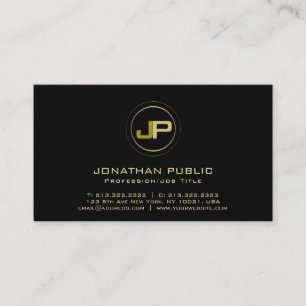 Tarjeta De Visita Monograma profesional moderno del oro negro