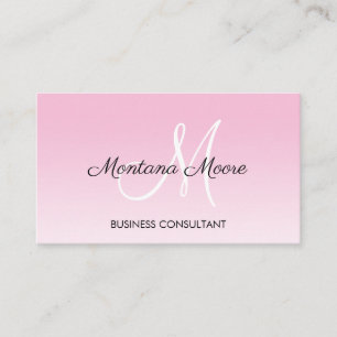 Tarjeta De Visita Monograma Profesional Moderno Elegante Blanco Rosa