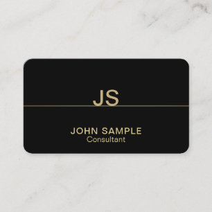 Tarjeta De Visita Monograma profesional moderno elegante oro negro