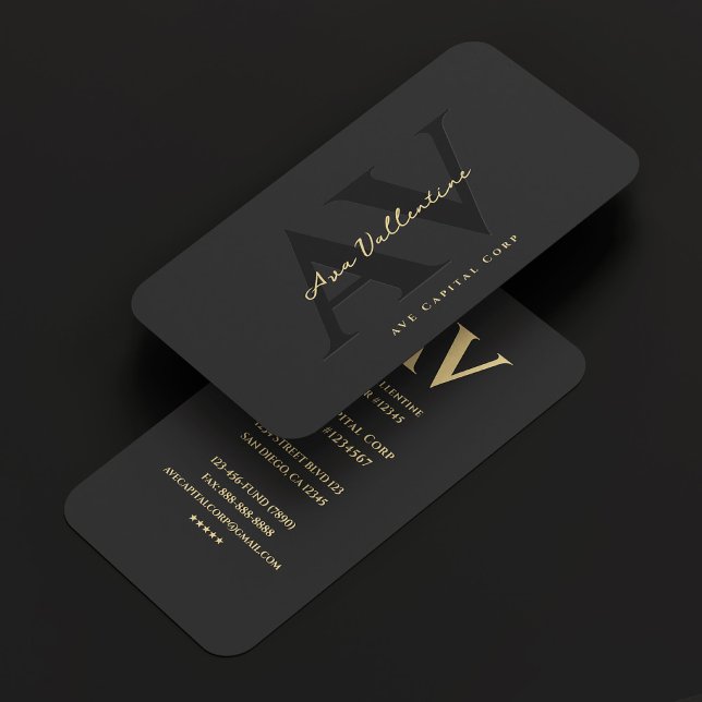 Tarjeta De Visita Monograma profesional moderno gris negro (Modern Professional Monogram Black Grey Business Card
)
