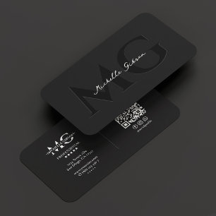 Tarjeta De Visita Monograma profesional moderno minimalista negro