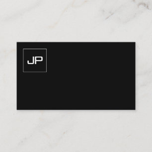 Tarjeta De Visita Monograma Profesional Moderno Negro Blanco BW Liso
