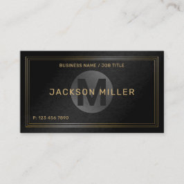 Tarjeta De Visita Monograma profesional moderno Personalizado negro