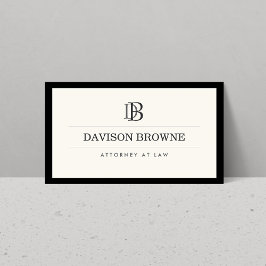 Tarjeta De Visita Monograma profesional negro e marfil