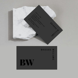 Tarjeta De Visita Monograma profesional negro simple moderno mínimo