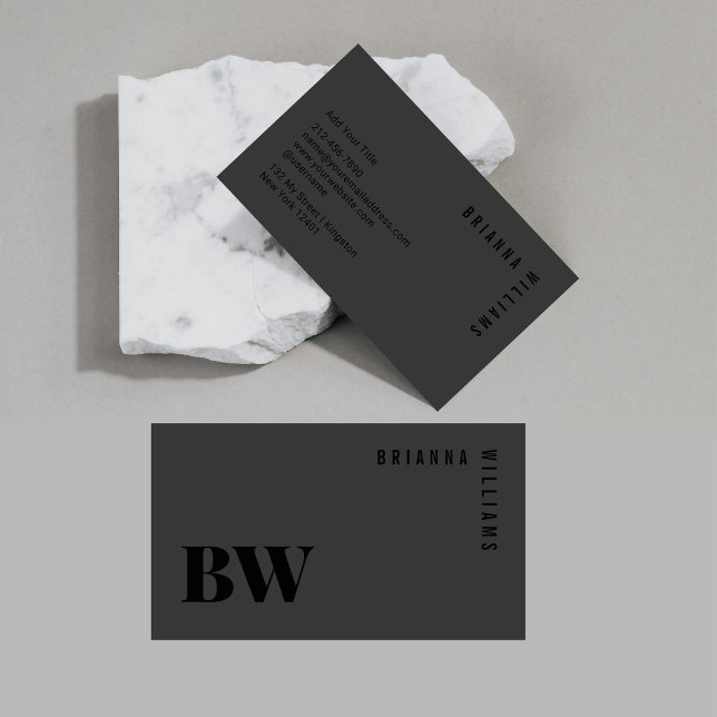 Tarjeta De Visita Monograma profesional negro simple moderno mínimo (Subido por el creador)