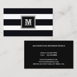 Tarjeta De Visita Monograma Profesional Negro y Blanco Moderno