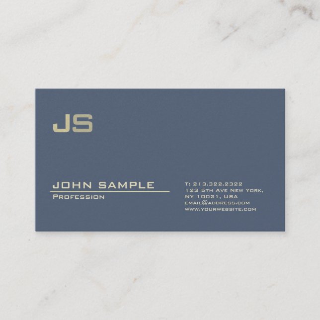 Tarjeta De Visita Monograma Profesional Premium Pearl Finish Moderno (Anverso)