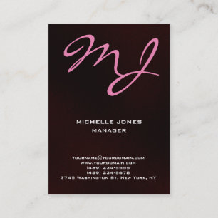 Tarjeta De Visita Monograma profesional rojo marrón moderno único