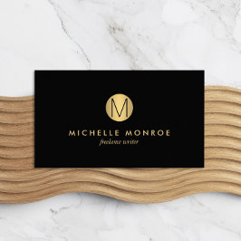 Tarjeta De Visita Monograma profesional simple de oro negro