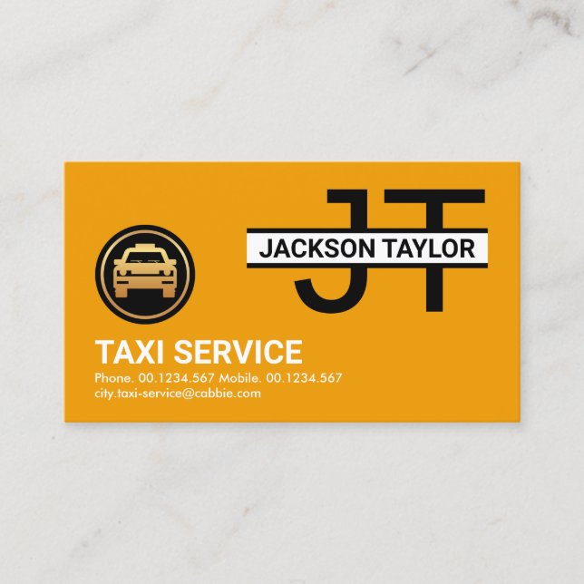 Tarjeta De Visita Monograma profesional simple Taxi Amarillo (Anverso)