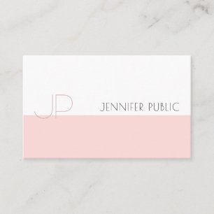Tarjeta De Visita Monograma profesional Sleek Pink Plain Luxury