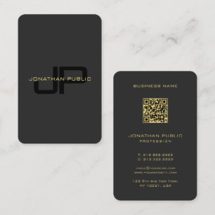 Tarjeta De Visita Monograma QR Code Template Black And Gold European