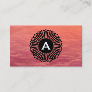 Tarjeta De Visita Monograma   Radial   Nubes