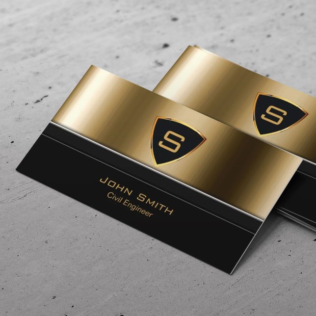 Tarjeta De Visita Monograma Real Escudo Dorado de Ingeniería Civil (Subido por el creador)