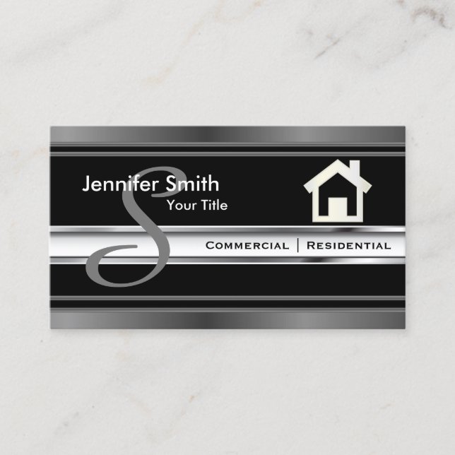 Tarjeta De Visita Monograma Real Estate Professional Agent (Anverso)
