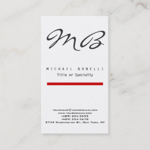 Tarjeta De Visita Monograma Red Black White Vertical Business Card
