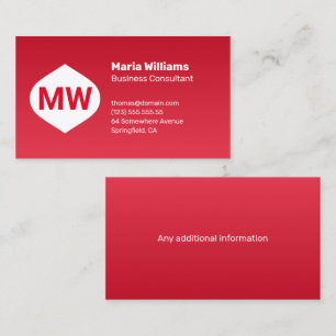 Tarjeta De Visita Monograma Red Gradient Company Business Card