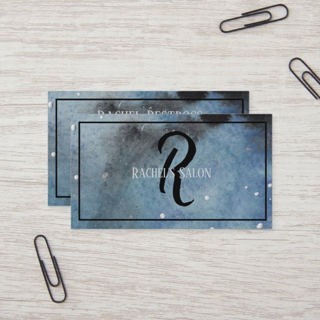 Tarjeta De Visita Monograma Resumen de la acuarela del arte moderno (Anverso/Reverso In Situ)