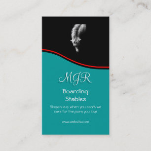 Tarjeta De Visita Monograma, retrato de Pony, cisne roja