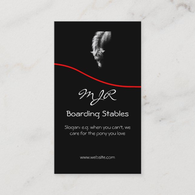 Tarjeta De Visita Monograma, retrato del potro, Swoosh rojo (Anverso)