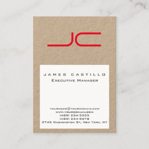 Tarjeta De Visita Monograma rojo blanco del papel Kraft moderno prof