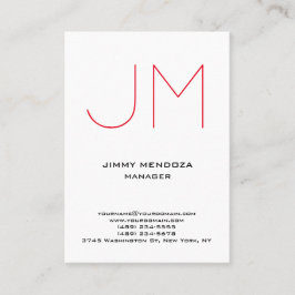 Tarjeta De Visita Monograma rojo blanco simple y moderno