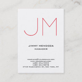 Tarjeta De Visita Monograma rojo blanco simple y moderno