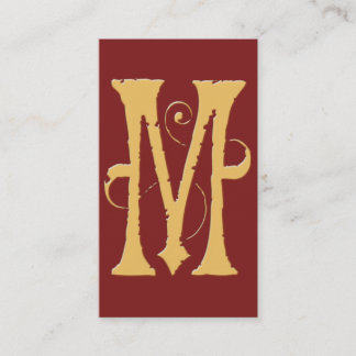 Tarjeta De Visita Monograma rojo de la inicial M del oro del Grunge