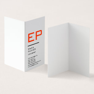 Tarjeta De Visita Monograma rojo de moda blanco negro vertical