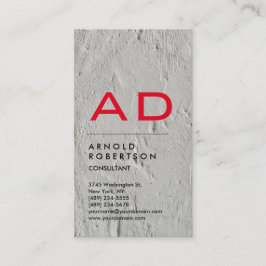 Tarjeta De Visita Monograma rojo de moda en pared gris vertical