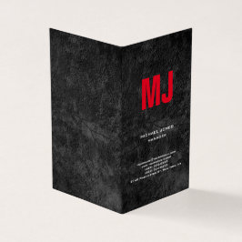 Tarjeta De Visita Monograma rojo enorme y gris de moda