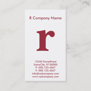 Tarjeta De Visita monograma rojo grande