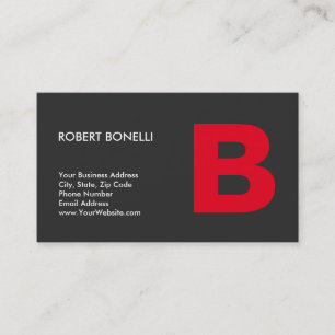 Tarjeta De Visita Monograma rojo gris moderno de diseño