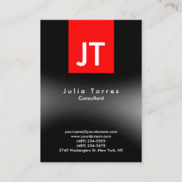 Tarjeta De Visita Monograma rojo gris negro moderno de moda