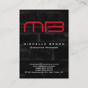 Tarjeta De Visita Monograma rojo gris negro profesional moderno
