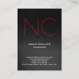 Tarjeta De Visita Monograma rojo negro gris simple llano único