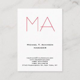 Tarjeta De Visita Monograma rojo profesional blanco único