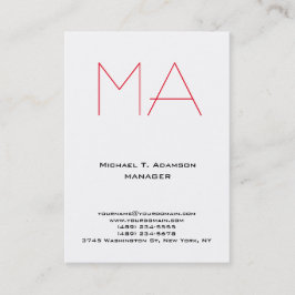 Tarjeta De Visita Monograma rojo profesional blanco único