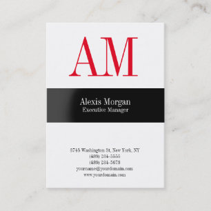 Tarjeta De Visita Monograma rojo profesional blanco vertical
